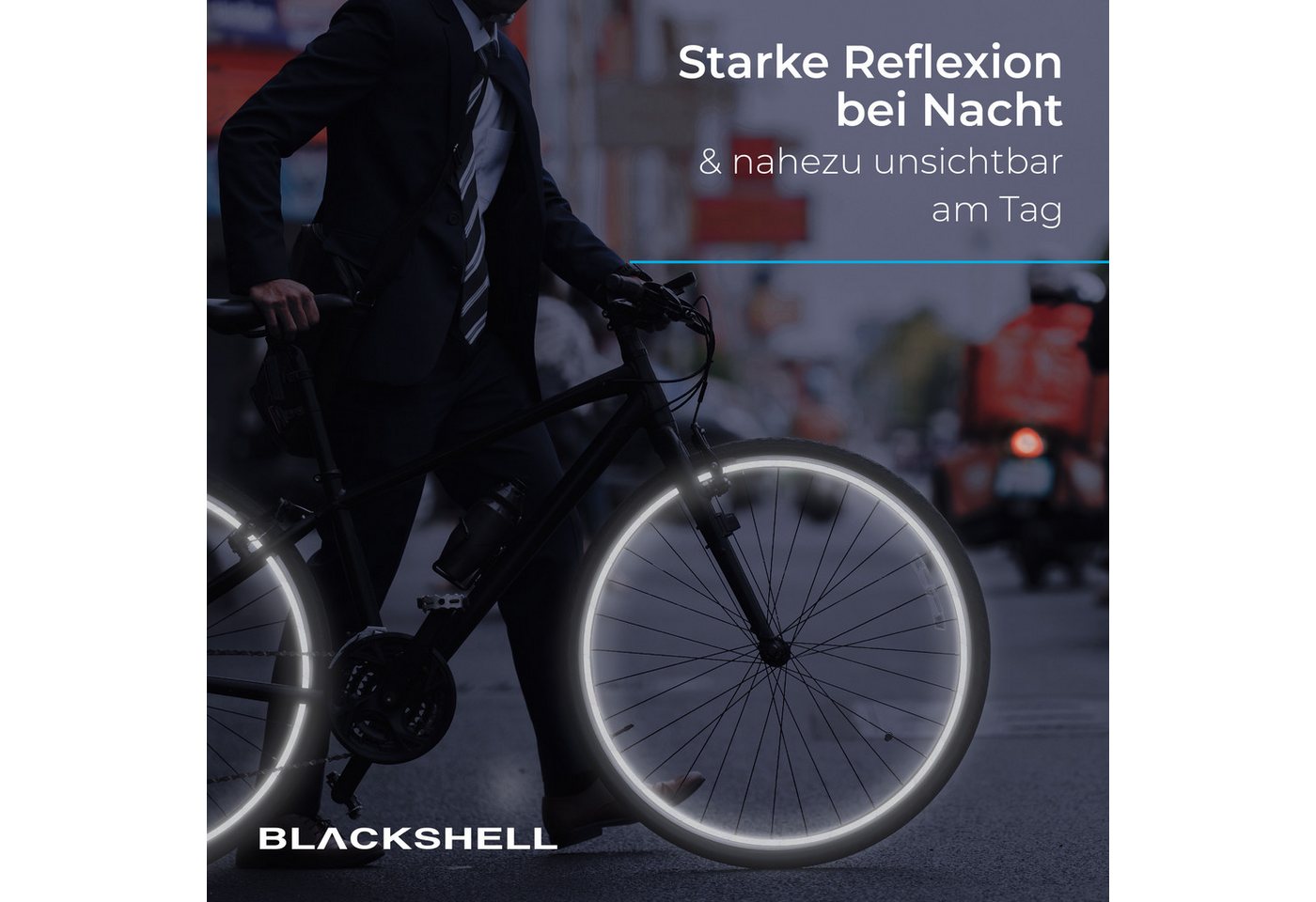 Blackshell Reflektor-Aufkleber Reflektierende Aufkleber für die Fahrradfelge passend für 26-29 Zoll – Bild 3 von 5