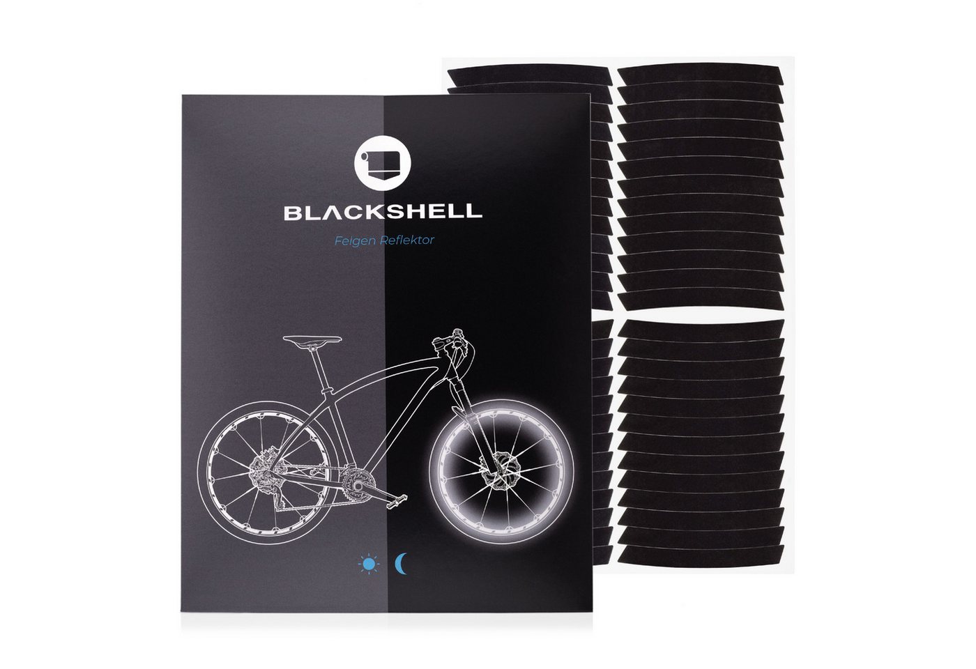 Blackshell Reflektor-Aufkleber Reflektierende Aufkleber für die Fahrradfelge passend für 26-29 Zoll – Bild 2 von 5