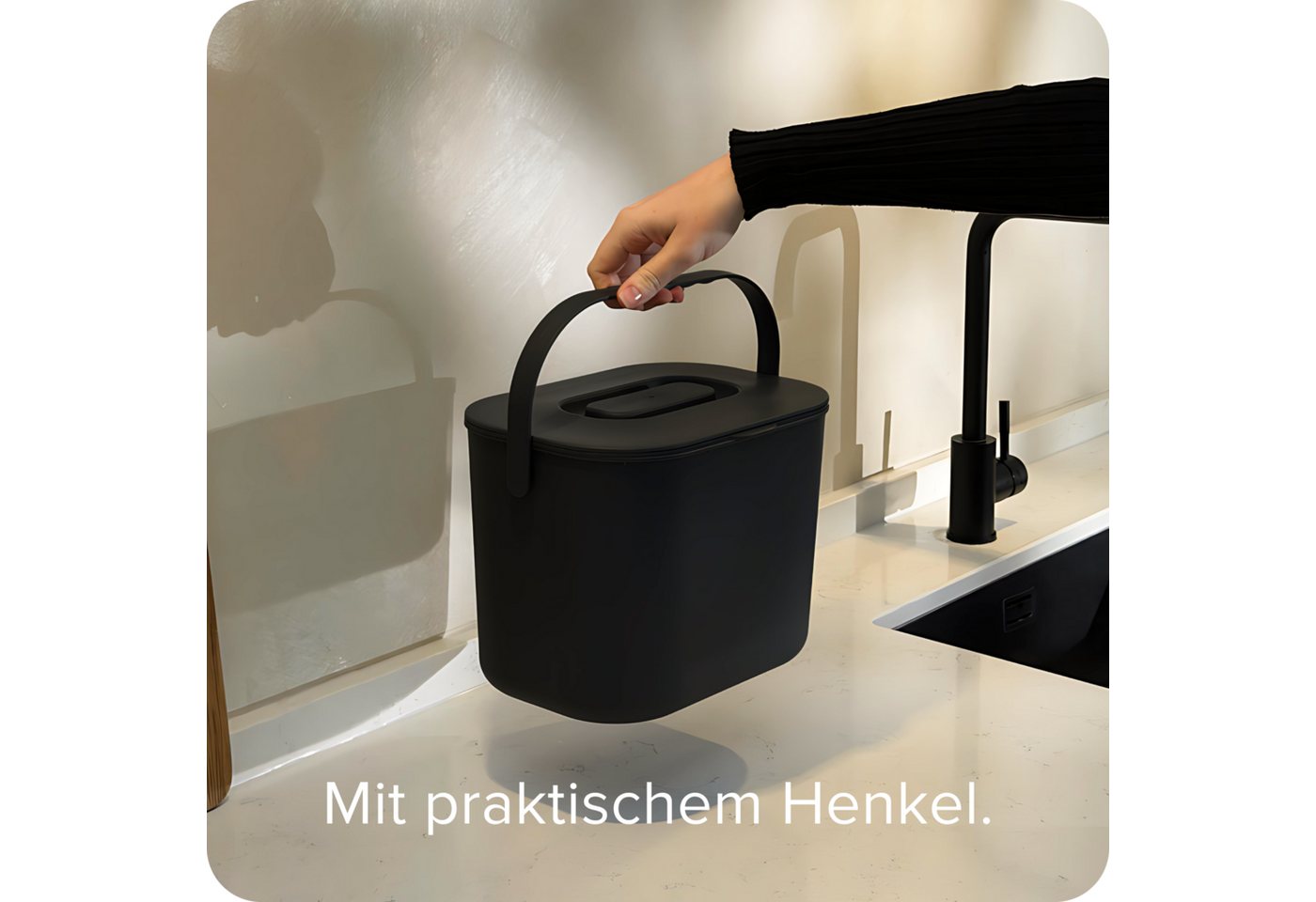 blackswedenhome. Biomülleimer Biomülleimer Küche - 7L - Design Komposteimer mit Innensieb, Geruchsdicht, Modernes Design – Bild 5 von 5