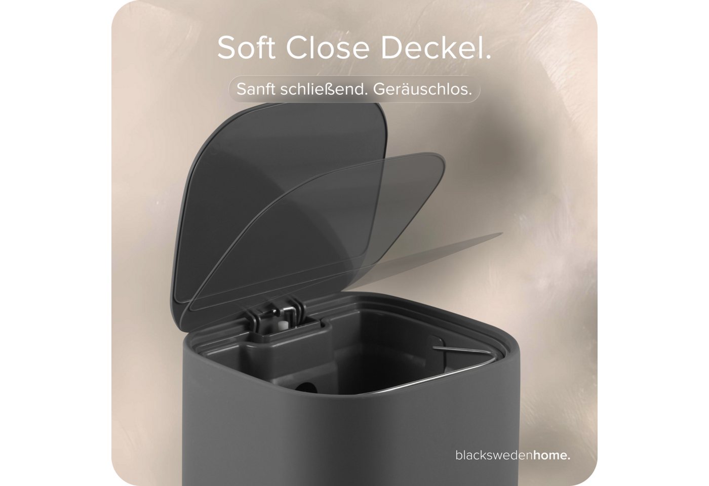 blackswedenhome. Mülleimer Bad Mülleimer - 5L mit Softclose-Deckel und Soft Touch Oberfläche, Soft Close Deckel, Soft Touch Oberfläche – Bild 3 von 5