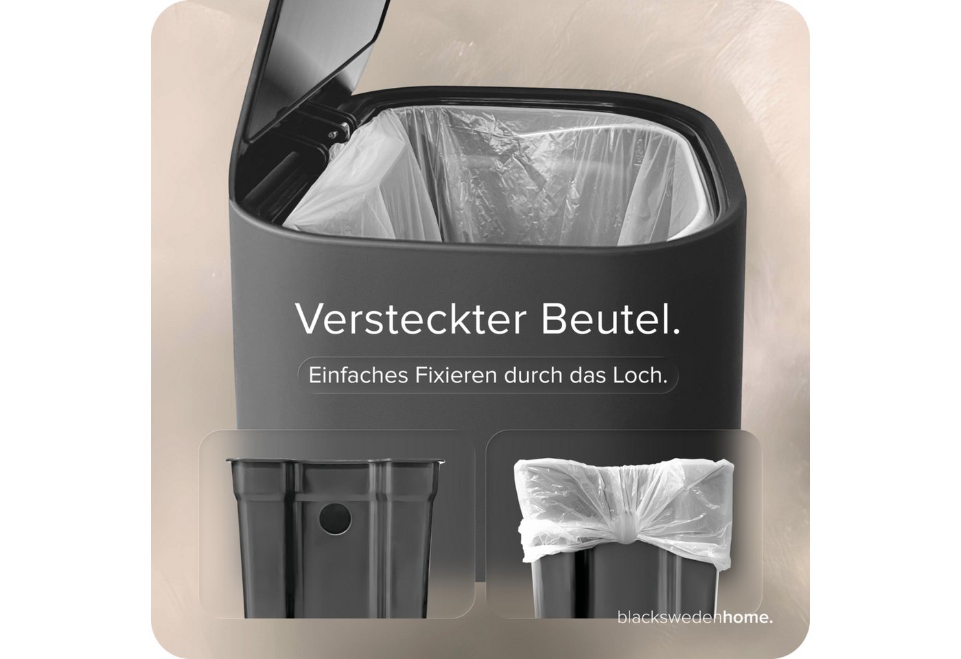 blackswedenhome. Mülleimer Bad Mülleimer - 5L mit Softclose-Deckel und Soft Touch Oberfläche, Soft Close Deckel, Soft Touch Oberfläche – Bild 5 von 5