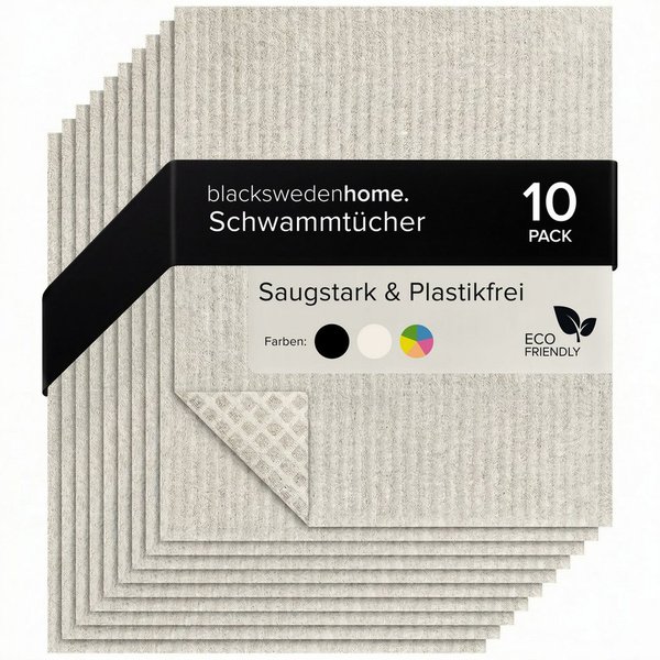 blackswedenhome. Spültuch Spültücher 10er Pack - Swedish dishcloth - nachhaltige Küchentücher, 10er Pack, Baumwoll-Zellstoff, Waschbar