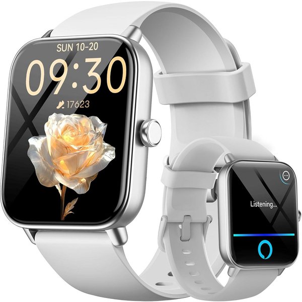 blackview 1,85 Zoll Sportuhr Herren Damen mit Telefonfunktion/Fitnessuhr/Monitor Smartwatch (4,7 cm/1,85 Zoll, iOS/Android), mit Wechselband aus weichemSilikon 