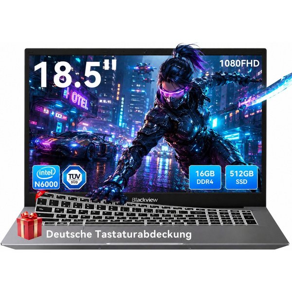 blackview 18.5" Laptop, Intel Core N6000 16GB RAM 512GB SSD, Windows 11 Notebook (Intel N6000 Intel Core N6000, 16 GB, 512 GB SSD, Windows 11 Pro, FHD+ IPS, Sil