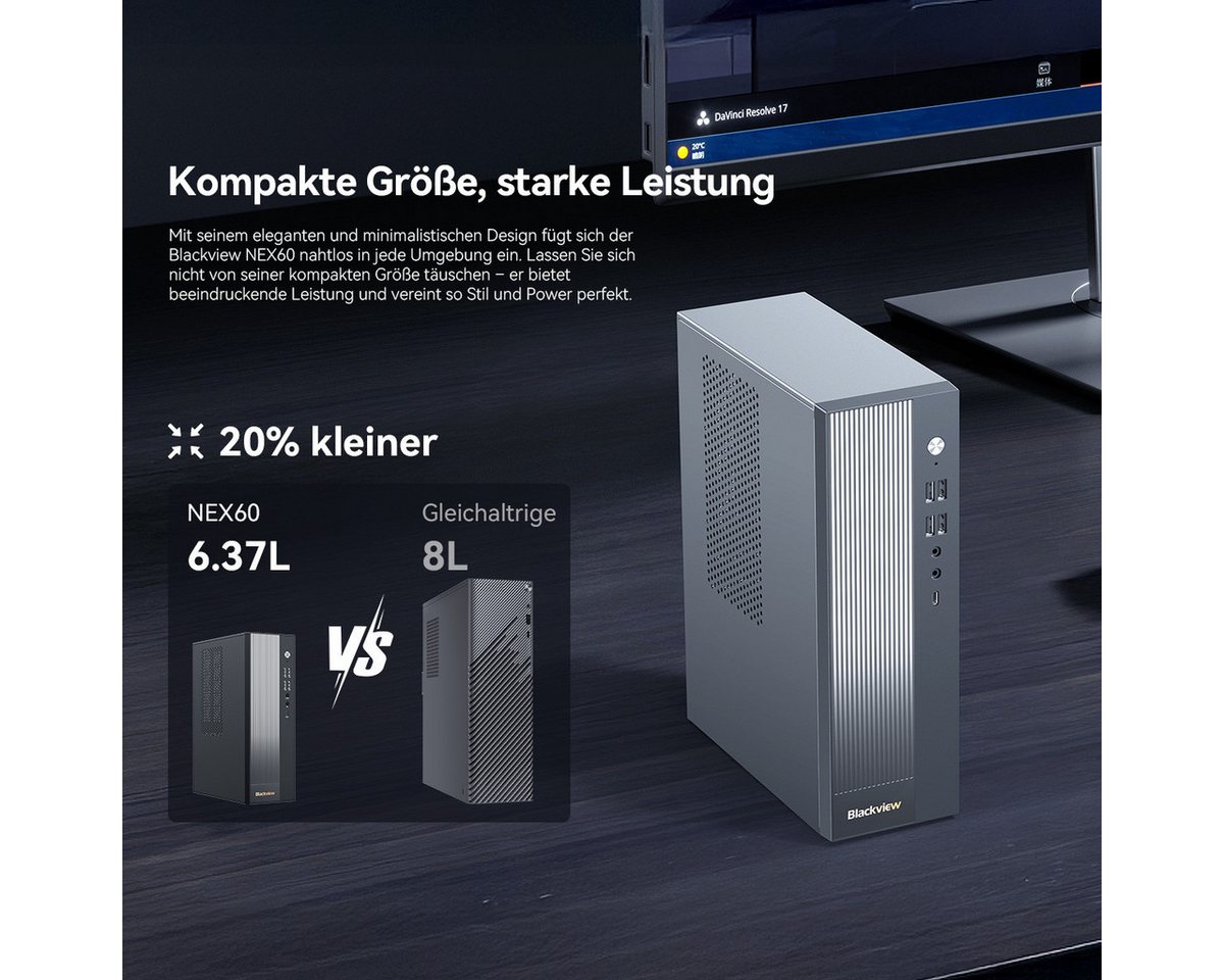 blackview 2026 Mini Desktop PC NEX60 Intel Core 5 16GB RAM 512GB SSD Mini-PC (Intel Intel Core 5, Intel UHD Graphics, 16 GB RAM, 512 GB SSD, Windows 11 Pro, 4K  – Bild 3 von 5