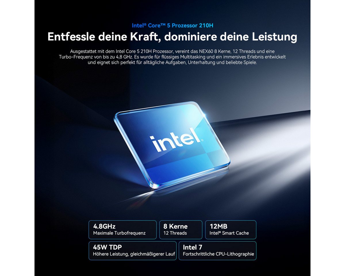 blackview 2026 Mini Desktop PC NEX60 Intel Core 5 16GB RAM 512GB SSD Mini-PC (Intel Intel Core 5, Intel UHD Graphics, 16 GB RAM, 512 GB SSD, Windows 11 Pro, 4K  – Bild 4 von 5