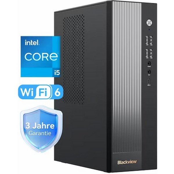 blackview 2026 NEX60 Desktop PC Intel Core 5 16GB RAM 512GB SSD Leiser Kühler Gaming-PC (Intel Intel Core 5, Intel UHD Graphics, 16 GB RAM, 512 GB SSD, Windows