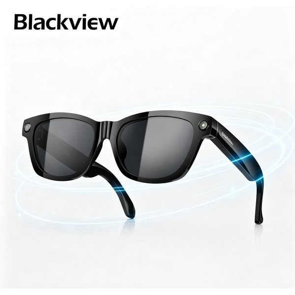 blackview AI BV100 Smarte Audio-Sonnenbrille mit 8MP Kamera & KI-Assistent Bluetooth-Soundbrille (ENC-Telefonie, 1200P Video, KI-Assistent, 5h Akku, Open-Ear Au