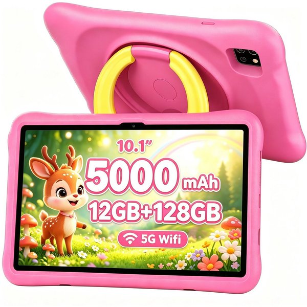 blackview Kinder Tablet 10 Zoll mit Schutzhülle, Android, WLAN, Elternkontrolle Tablet (10.1", 128 GB, Android 14, WLAN (Wi-Fi), Android 14, HD+ Display, 128GB,