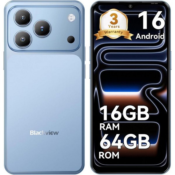 blackview WAVE 7C Android16 16+64GB/128GB 5000mAh Android handy Smartphone (6.56 Zoll, 64 GB Speicherplatz, 32 MP Kamera, 4G Dual SIM/Face ID/IP54/GPS/3 Jahre G
