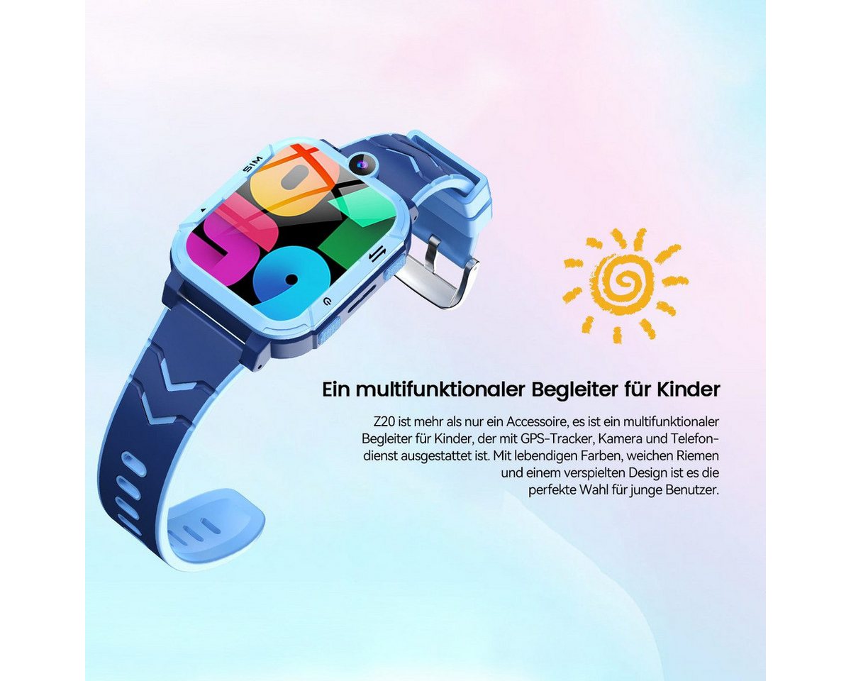 blackview Z20 4G Videoanruf, GPS, SOS-Taste, IP67 wasserdicht, 800mAh Kinder Smartwatch (1,83 Zoll), 1.83", 8 MP, GPS + LBS + WiFi, 800 mAh, IP67, 4G Nano SIM – Bild 4 von 5