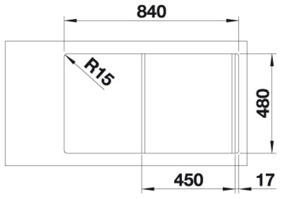 Blanco Edelstahlspüle DINAS 45 S, eckig, 50/86 cm, (1 St), zum wechselseitigen Einbau geeignet – Bild 4 von 5