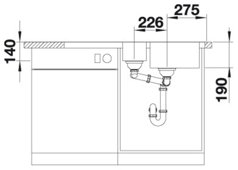 Blanco Edelstahlspüle DINAS 6 S, eckig, 50/100 cm, (1 St), zum wechselseitigen Einbau geeignet – Bild 5 von 5