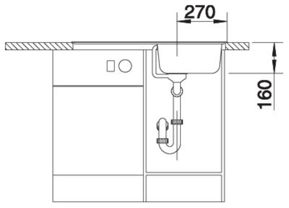 Blanco Edelstahlspüle TIPO 45 S, eckig, 50/86 cm, (1 St), zum wechselseitigen Einbau geeignet – Bild 5 von 5