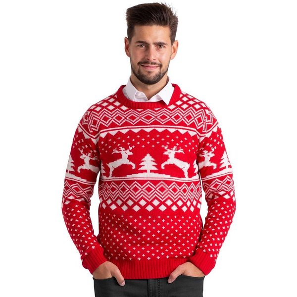 BlauerHafen Weihnachtspullover Herren Weihnachts Pullover lange Ärmel Knit Rundhals Christmas Jumper