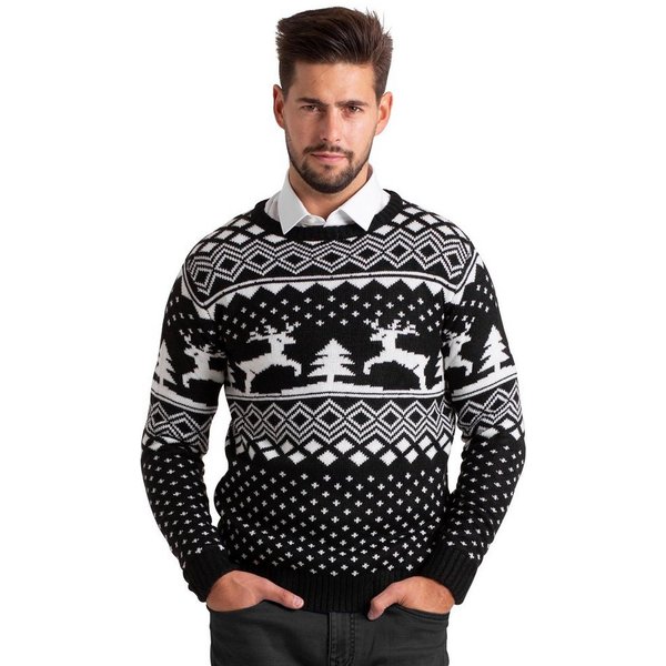 BlauerHafen Weihnachtspullover Herren Weihnachts Pullover lange Ärmel Knit Rundhals Christmas Jumper