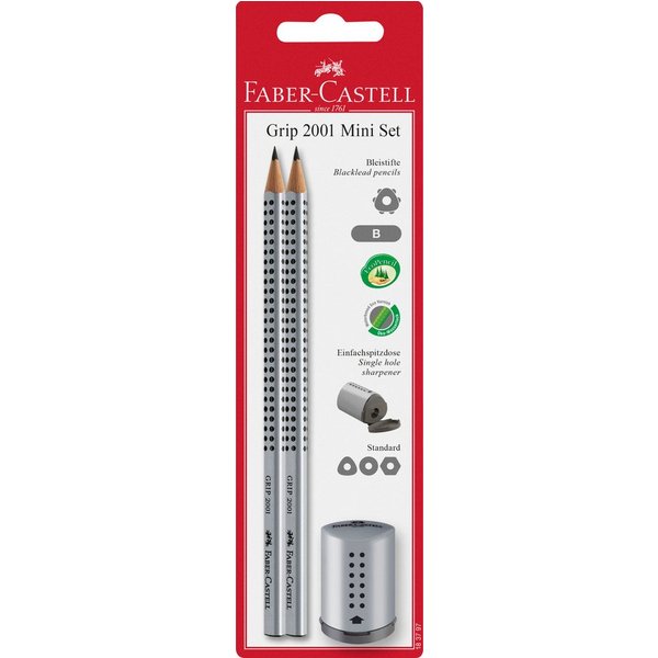 Grip 2001 Bleistift B graphit, Anspitzer, 2er-Pack