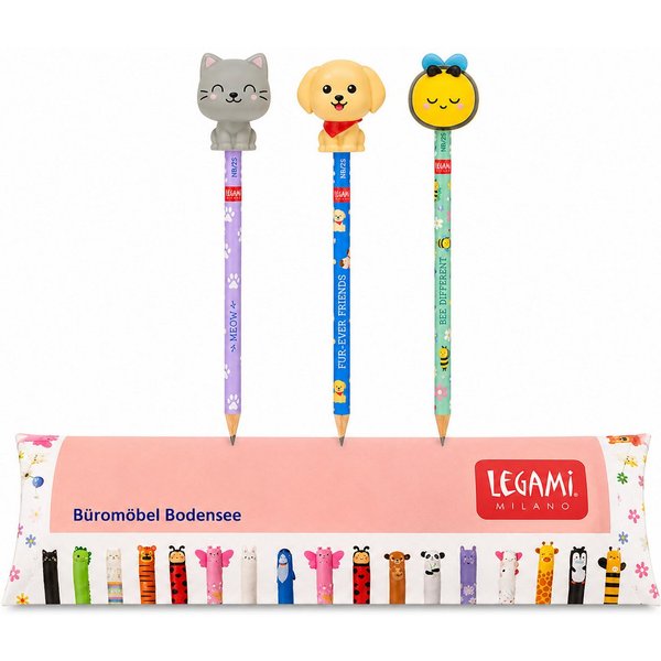 Legami Bleistift LEGAMI Squishy Bleistift 3er-Set Ever Friends Kitty Bee Golden