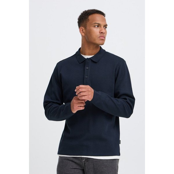 Blend Langarm-Poloshirt BHLEWIS L/S STRUCTURE TEE Baumwollmischung, regular fit