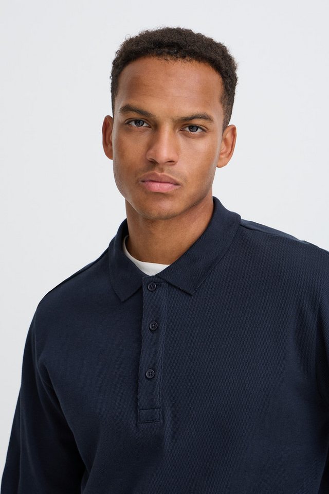 Blend Langarm-Poloshirt BHLEWIS L/S STRUCTURE TEE Baumwollmischung, regular fit – Bild 3 von 5