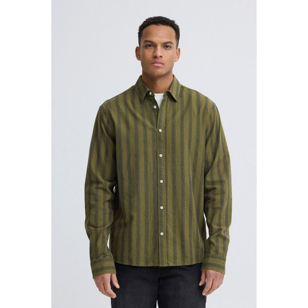 Blend Langarmhemd BHDARIS SLUB STRIPE aus Baumwolle, Regular Fit, mit Knopfleiste, pflegeleicht