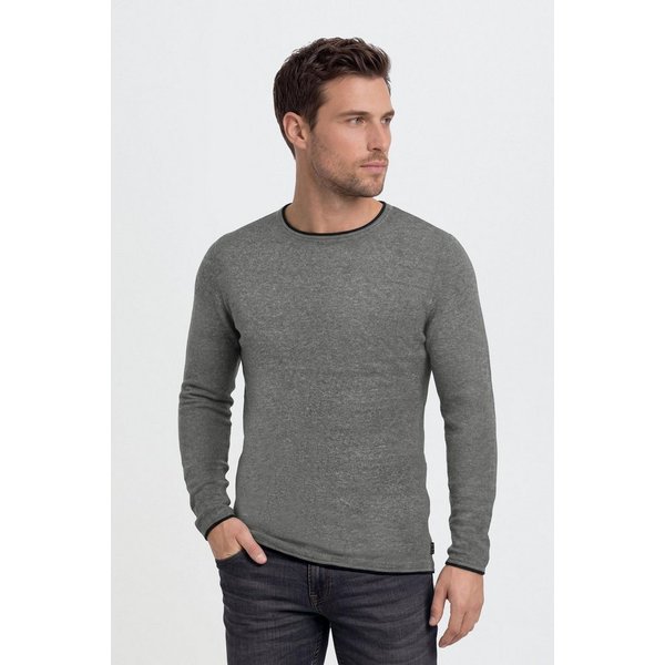 Blend Rundhalspullover BHOdin Strickpullover mit aufgerollten Abschlüssen