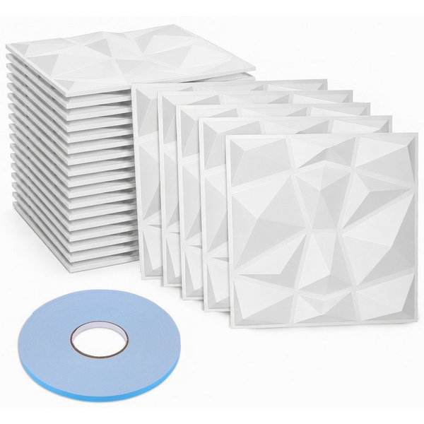 BlingBin 3D Wandpaneel 20 Stück 3D Wandpaneele Selbstklebend Steinoptik, BxL: 30x30 cm, 0,09 qm, (20 Stück, 20-tlg., 30 × 30 cm, 3D Paneele PVC Platte) Wandaufk