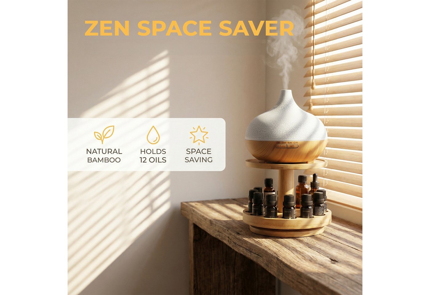 BlingBin Ablageregal Aromatherapie-Öl-Halter Ätherisches Öl Display Ständer Holzorganisator, 2er Set 2-tlg., 2-stöckiger Ölkasten-Aufbewahrungsregal für Ätheris – Bild 3 von 5