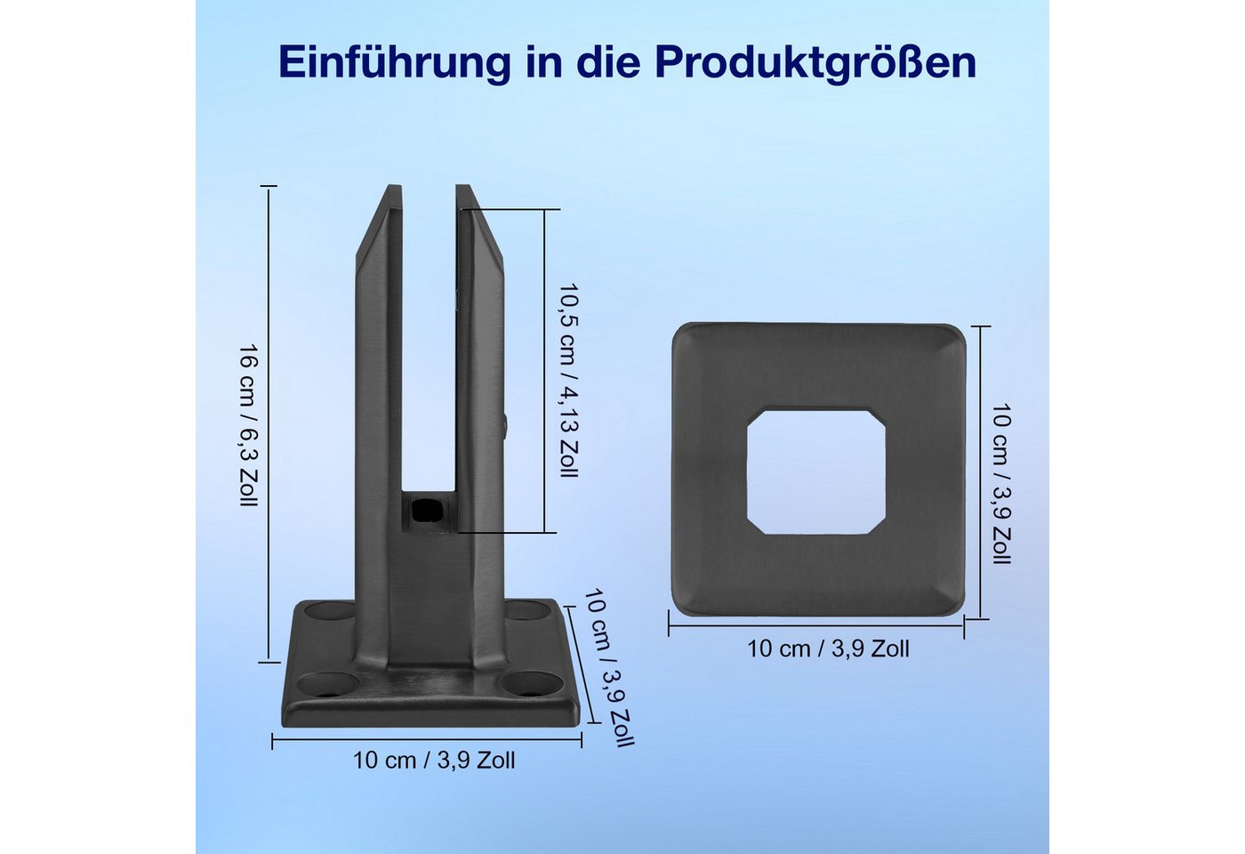 BlingBin Abstandshalter 4 Stück Stehende Glasklemme,304 Edelstahl Glashalter Halterungen (4 Stück, 4-St., für 8-12 mm Glas mit 4 Schrauben,Glasklemmhalter für 0 – Bild 5 von 5