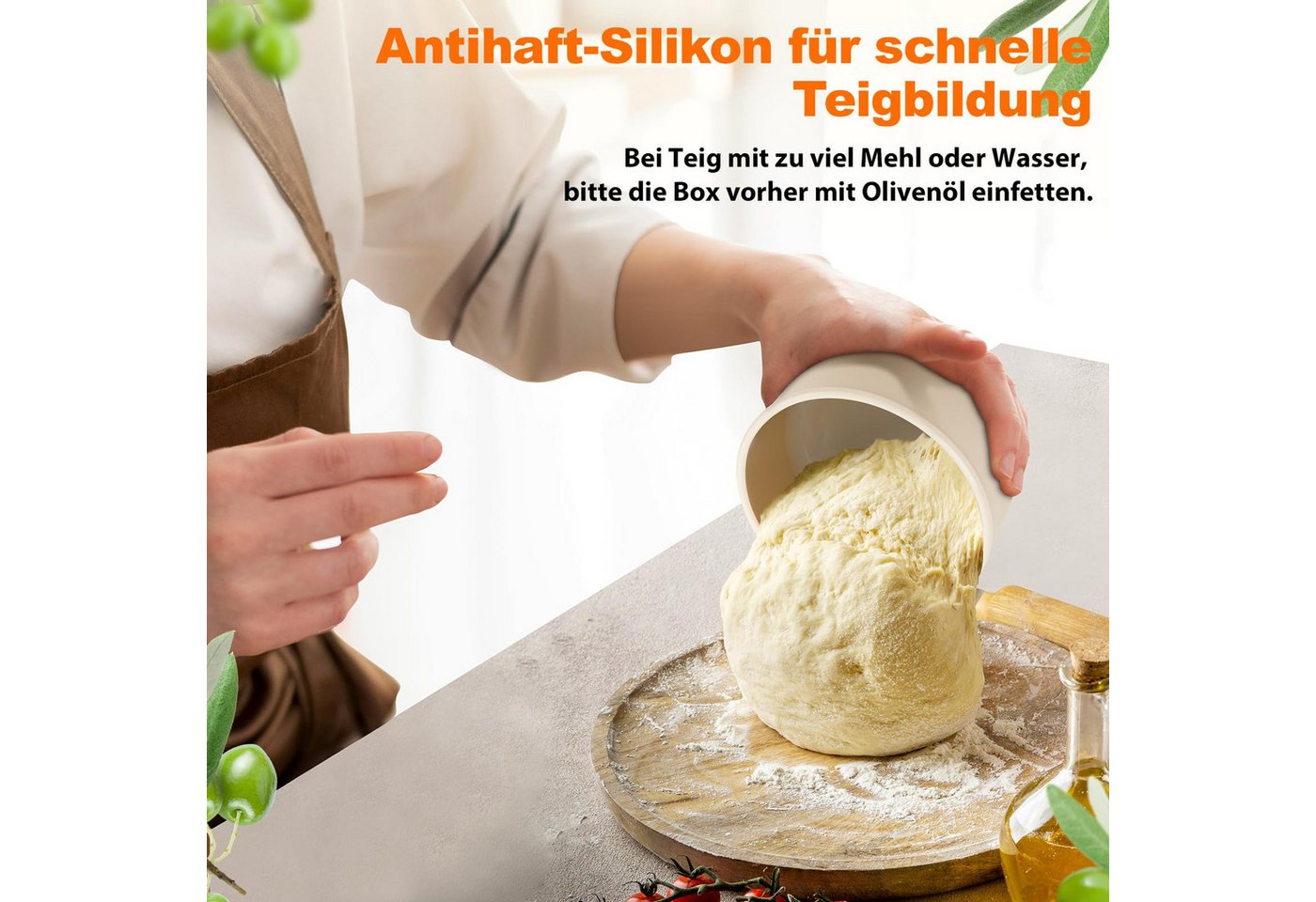 BlingBin Aufbewahrungsbox Pizzaballenbox mit Deckel, Pizzateigbehälter 700ml (1er Set, 4 St., 4x stapelbare Frischhaltedosen mit Deckel), für Pizzateig, Brot &  – Bild 5 von 5