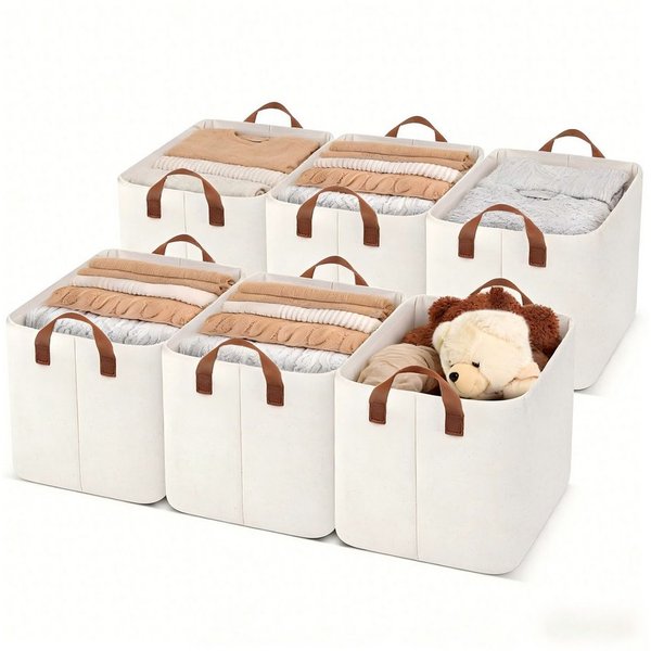 BlingBin Aufbewahrungskorb 3-Pack 26L, Schrank Organizer, Korb für Badezimmer Regal (6 Stück, 6 St., 42,9 x 29 x 25,4 cm), Organizer für Organisation, Regal, Kl