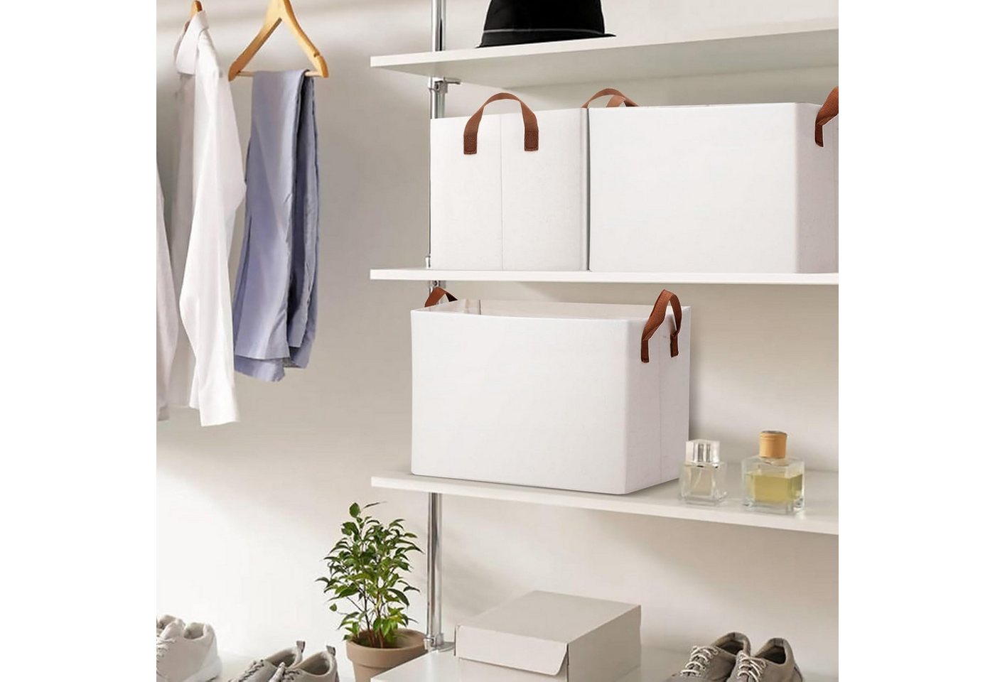 BlingBin Aufbewahrungskorb 3-Pack 26L, Schrank Organizer, Korb für Badezimmer Regal (3 Stück, 3 St., 42,9 x 29 x 25,4 cm), Organizer für Organisation, Regal, Kl – Bild 3 von 5