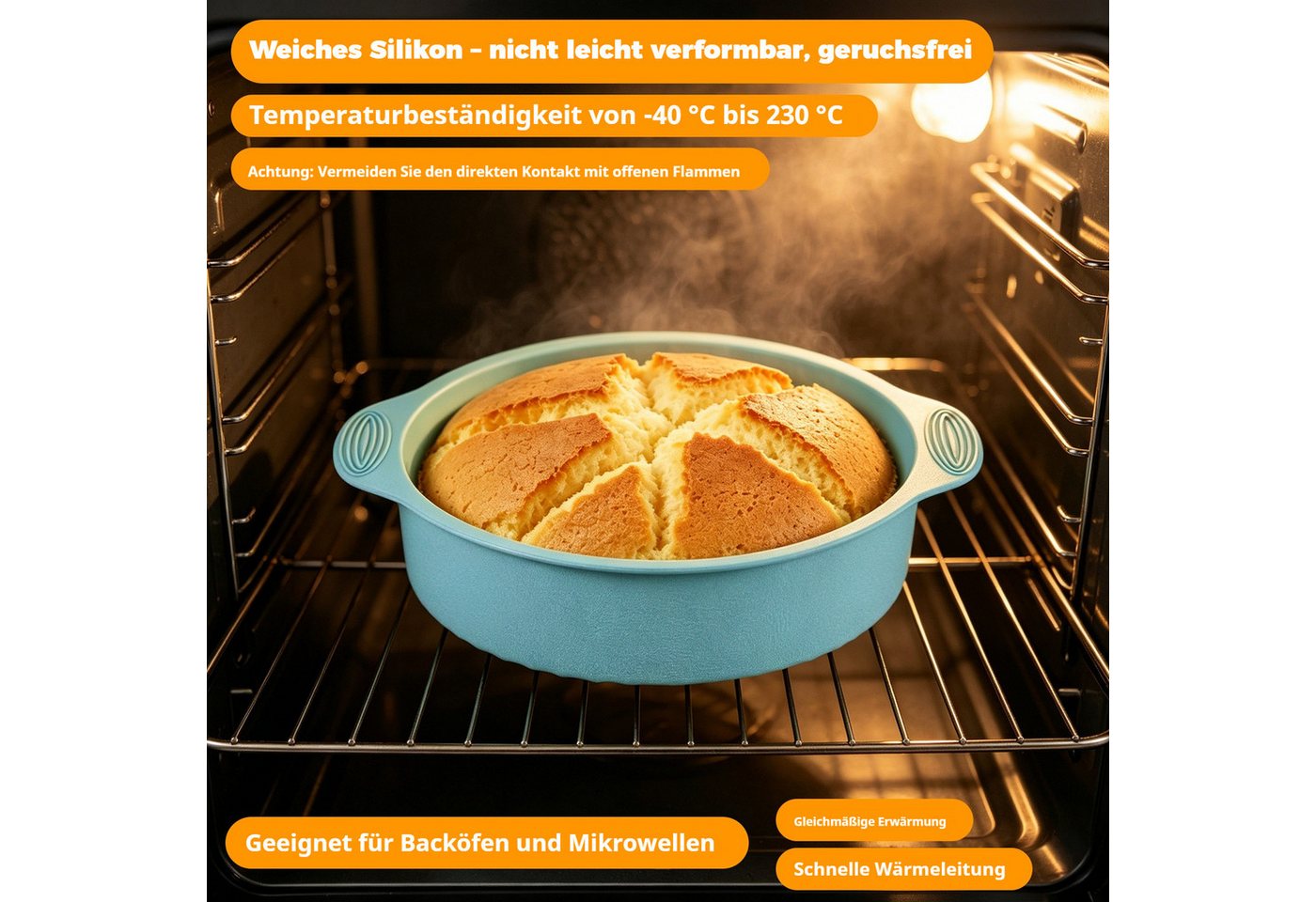 BlingBin Backform 8 Stück Silikon Backformen Set, Kuchenform Muffinform für Backen, (8er Set 8-tlg), Antihaft Springform mit Backpinsel Silikonspatel für Muffin – Bild 4 von 5