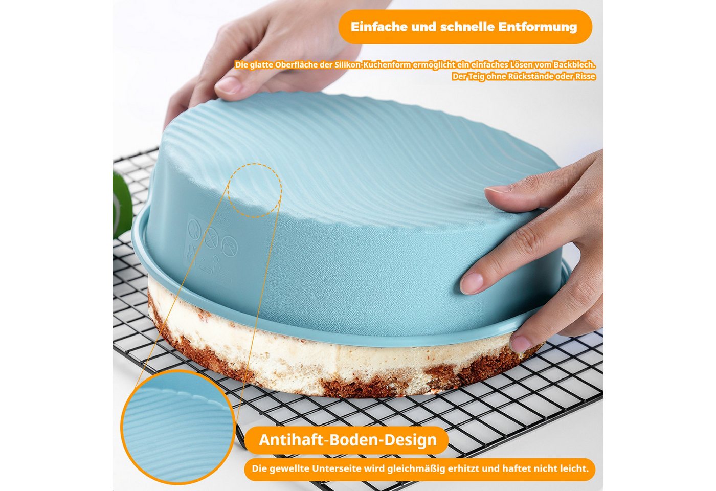 BlingBin Backform 8 Stück Silikon Backformen Set, Kuchenform Muffinform für Backen, (8er Set 8-tlg), Antihaft Springform mit Backpinsel Silikonspatel für Muffin – Bild 5 von 5