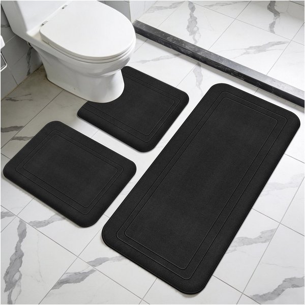 BlingBin Badematte Badezimmerteppich Set 3 Teilig, Badteppich aus Memory Foam rutschfest, Memory Schaum, schnell trocknend, Waschbar, Memory-Schaum, Rechteck, m