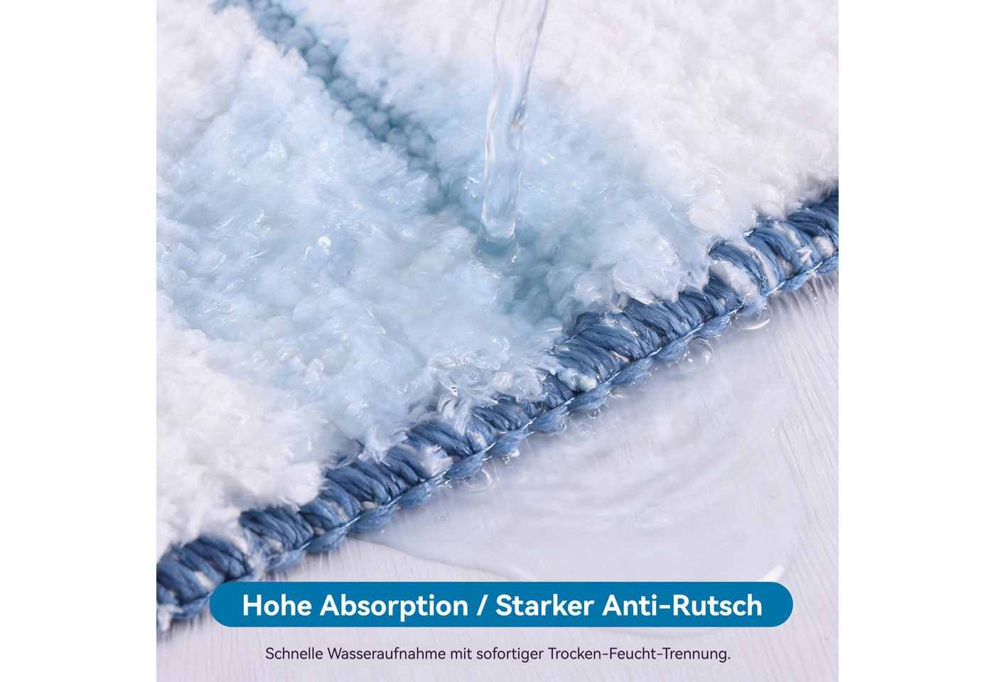 BlingBin Badematte Gestreifter Mikrofaser-Badezimmerteppich,50×80 cm, Rutschfeste Unterseite, Flauschig, Polyester, Rechteckig, Saugfähig, Schnell trocknend, TP – Bild 3 von 5