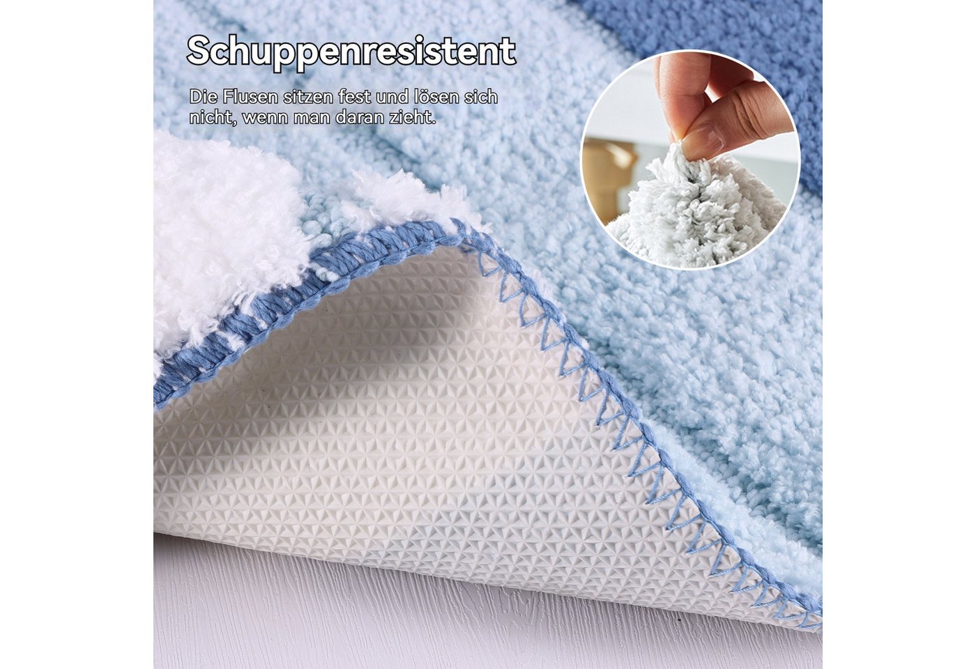 BlingBin Badematte Gestreifter Mikrofaser-Badezimmerteppich,50×80 cm, Rutschfeste Unterseite, Flauschig, Polyester, Rechteckig, Saugfähig, Schnell trocknend, TP – Bild 4 von 5