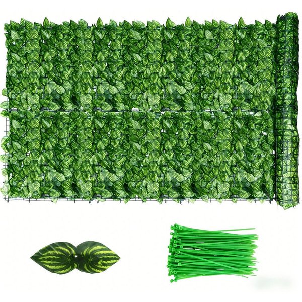 BlingBin Balkonsichtschutz Sichtschutzhecke Windschutz Efeu Sichtschutz Blätterzaun 1x3M (1er Set, 1-St., 300x100cm) Kunsthecken-Sichtschutz für Balkon und Terr