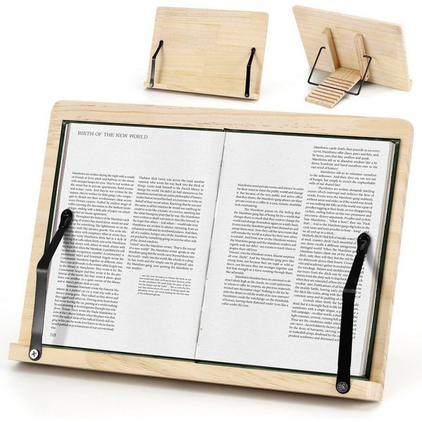 BlingBin Buchstütze Leseständer, Kochbuchhalter, Multifunktionaler Buchstützer (1 Stück, 1 St., 28 x 20 cm), 8-stufig verstellbarer für Küche, Büro, Augen- und 