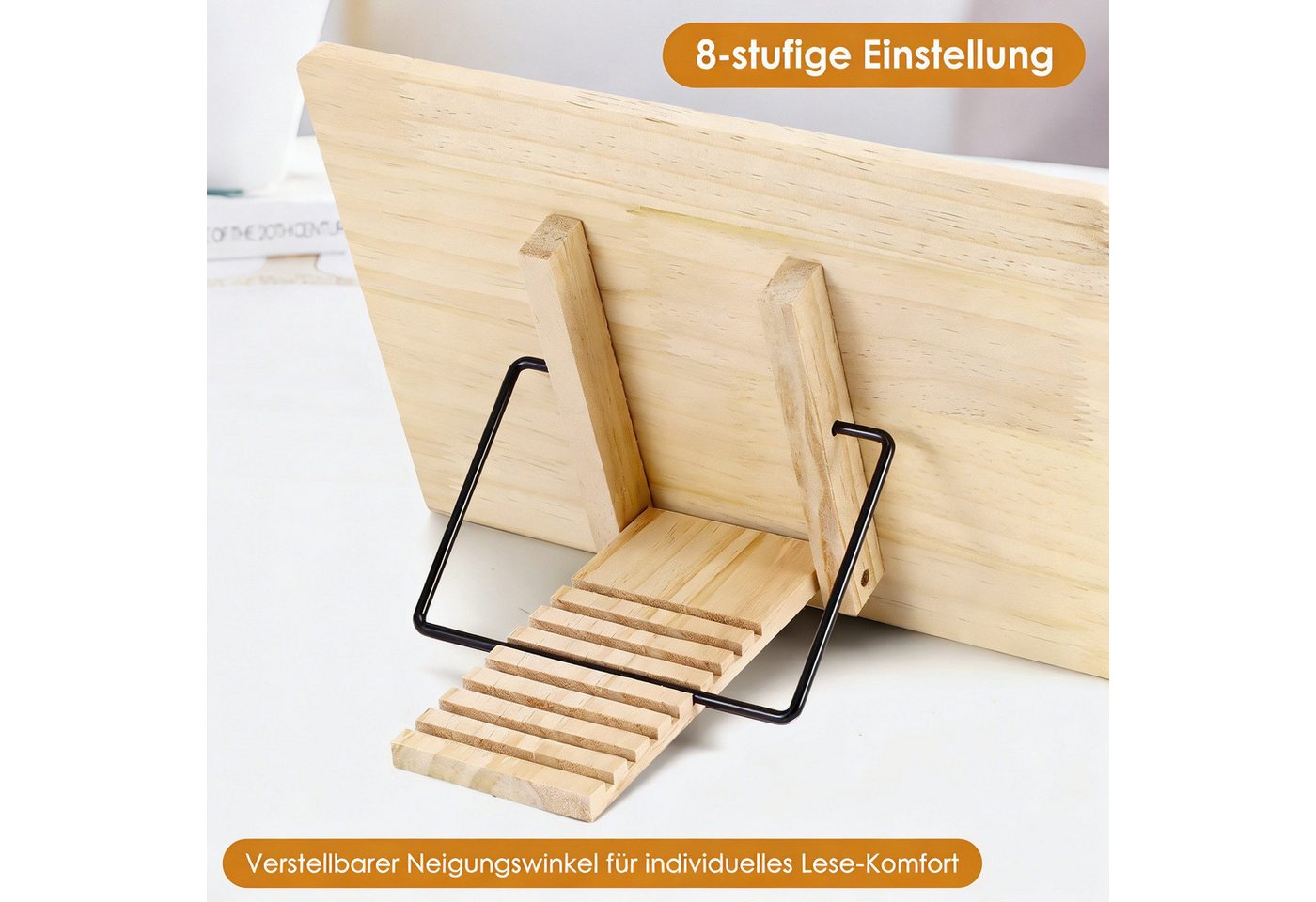 BlingBin Buchstütze Leseständer, Kochbuchhalter, Multifunktionaler Buchstützer (1 Stück, 1 St., 28 x 20 cm), 8-stufig verstellbarer für Küche, Büro, Augen- und  – Bild 5 von 5