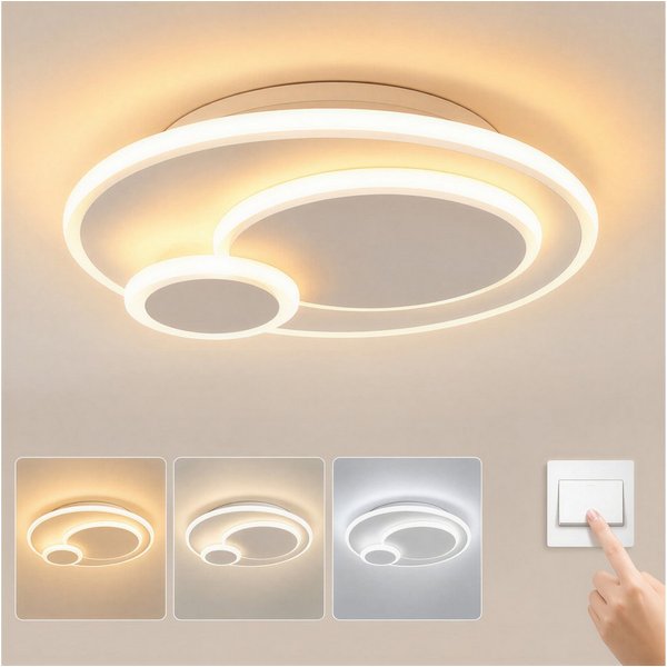 BlingBin Deckenleuchte 23W, 3000K/4500K/6500K Deckenlampe Kinderzimmerlampe, Memory Funktion, LED fest integriert, Warmweiß, Neutralweiß, Kaltweiß, Deck Licht K