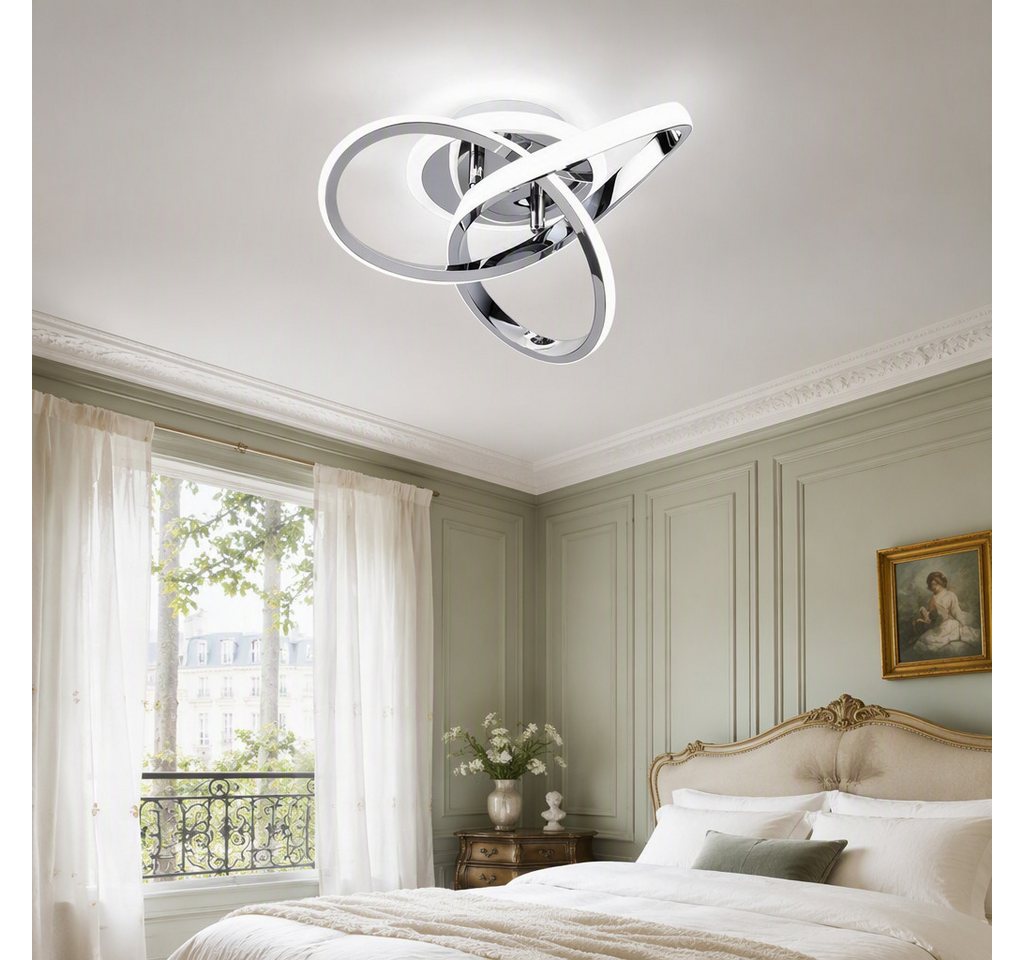 BlingBin Deckenleuchte 25CM Schwarz Dimmbar LED Deckenlampe 3 Blatten verflochten Modern, LED fest integriert, Modern Deckenlampe 3000-6500K für Wohnzimmer Küch – Bild 3 von 5