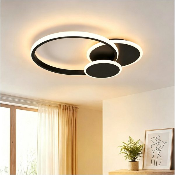 BlingBin Deckenleuchten Deckenlampe LED 32W, 3000K/4500K/6500K,3000lm,wohnzimmer lampe decke, mit Memory Funktion, LED fest integriert, warmweiß, neutralweiß, k