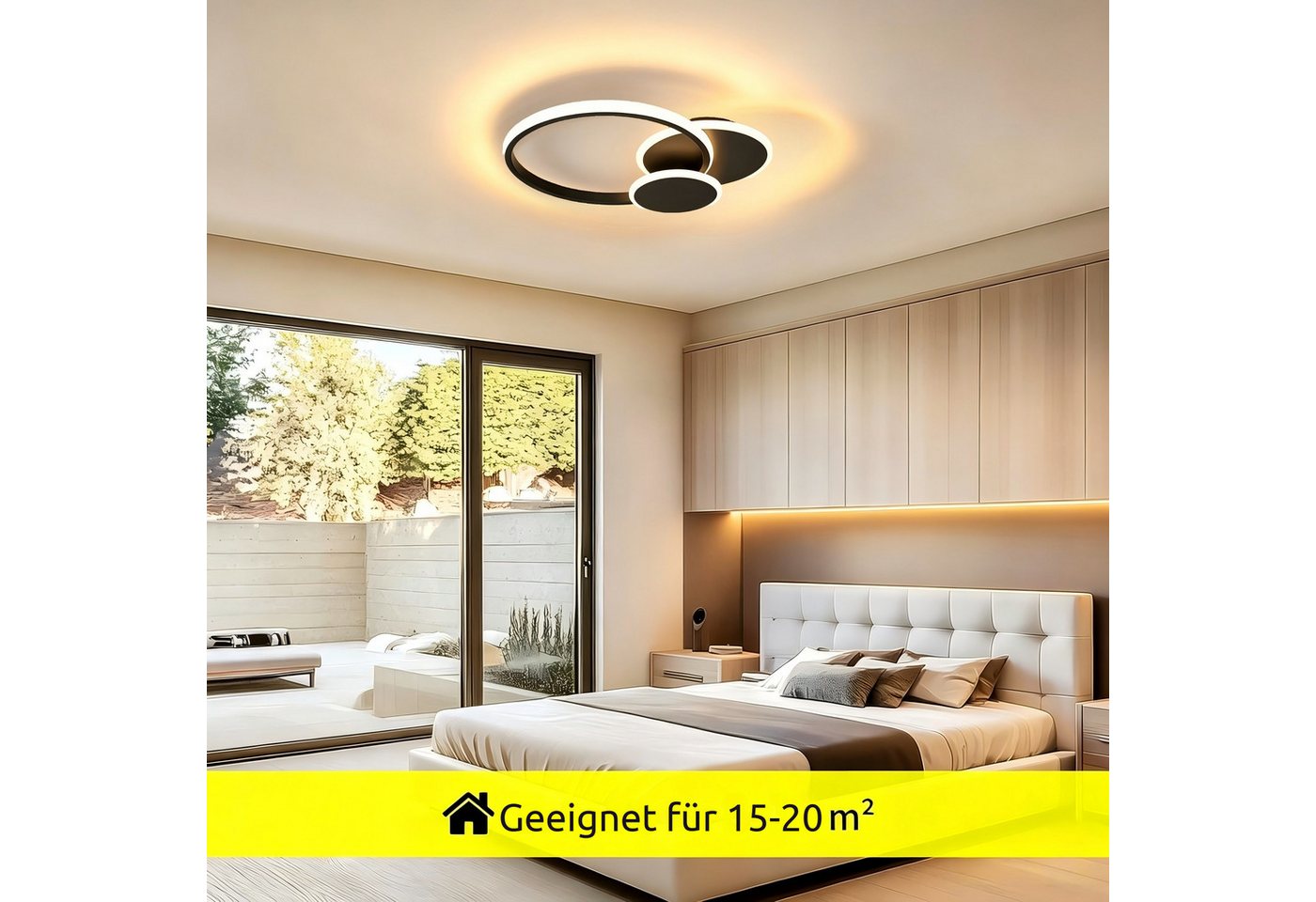 BlingBin Deckenleuchten Deckenlampe LED 32W, 3000K/4500K/6500K,3000lm,wohnzimmer lampe decke, mit Memory Funktion, LED fest integriert, warmweiß, neutralweiß, k – Bild 3 von 5