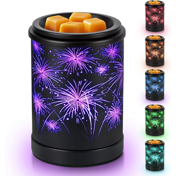 BlingBin Duftlampe Elektrische Aromalampe Wachsduftlampe mit Feuerwerk-Lichteffekt (1er Set, 1 St., 10,5*10,5*15cm), Dekorative Duftlampe für Duftwachs & ätheri