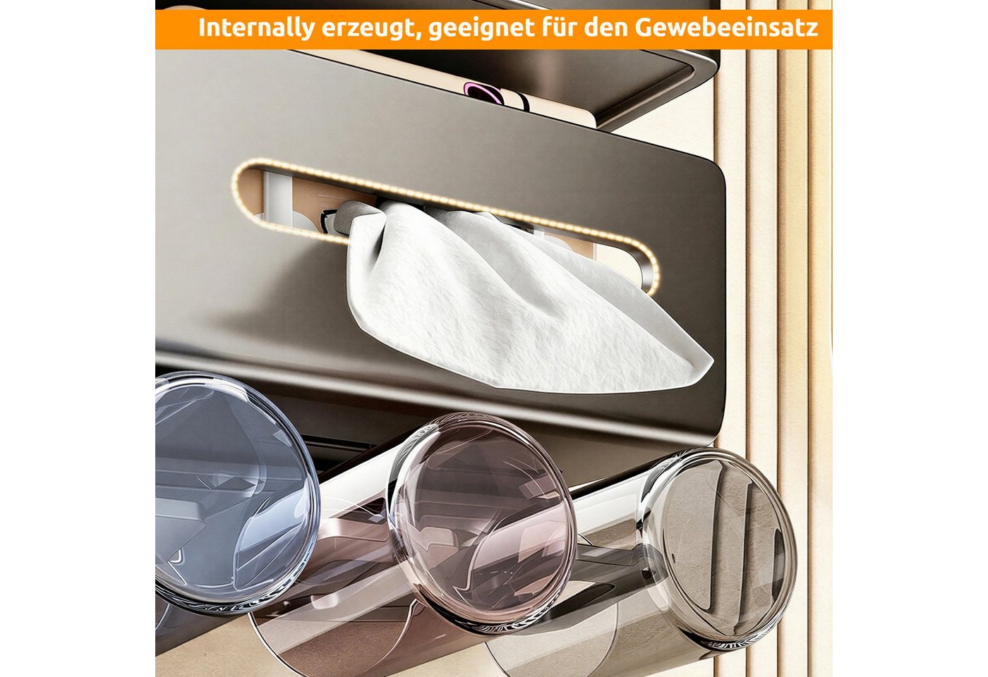 BlingBin Duschablage Metall Wandregal Badezimmer, Halter mit 4 Zahnbürstenbechern, 1er Set 1-tlg., für Föhn & elektrische Zahnbürsten am Waschbecken – Bild 4 von 5