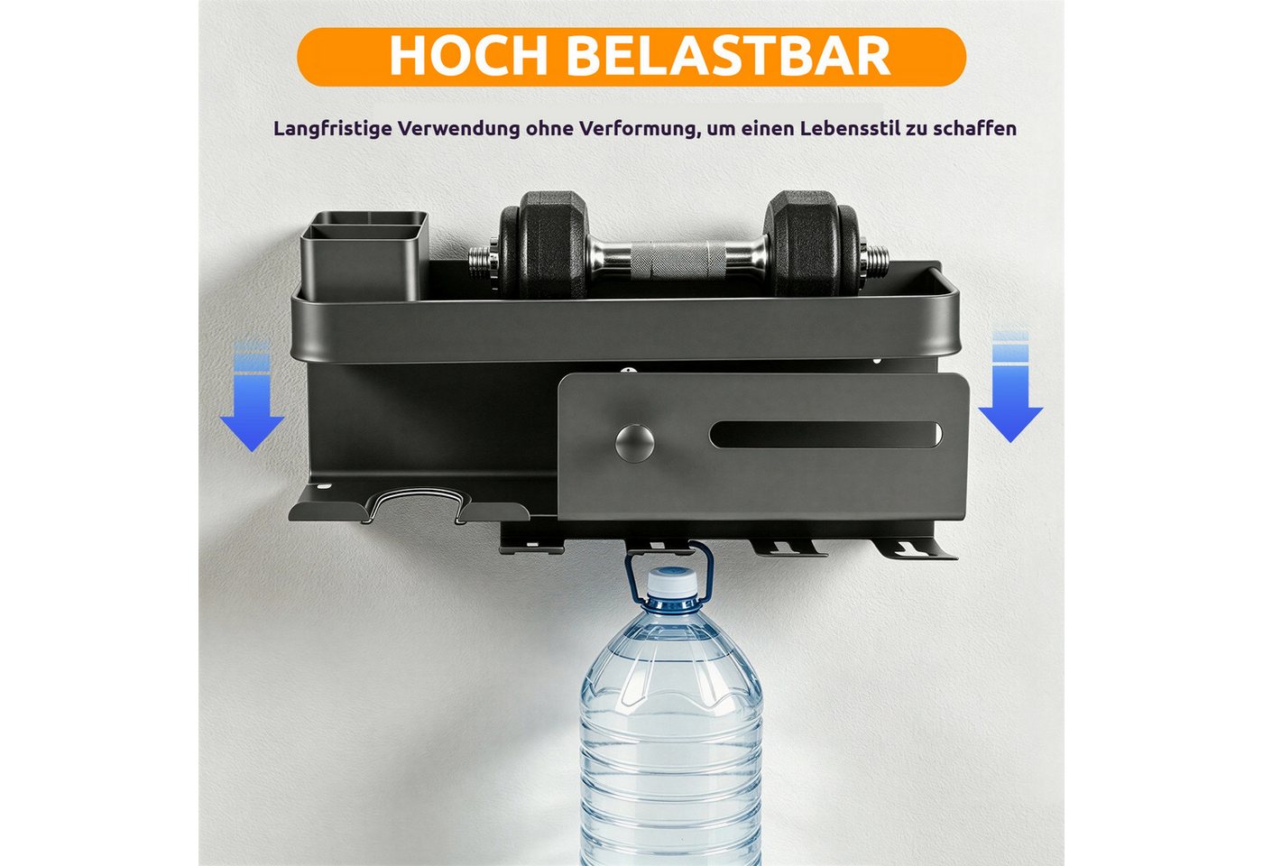 BlingBin Duschablage Metall Wandregal Badezimmer, Halter mit 4 Zahnbürstenbechern, 1er Set 1-tlg., für Föhn & elektrische Zahnbürsten am Waschbecken – Bild 5 von 5