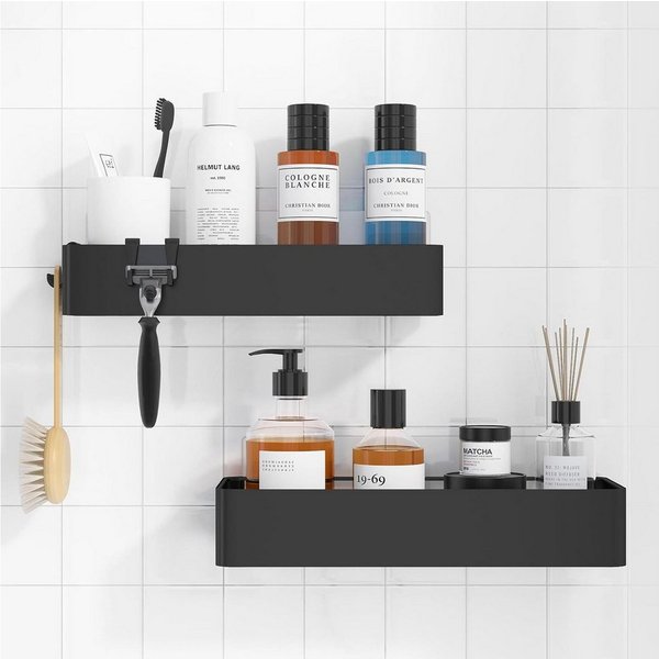 BlingBin Duschablage Ohne Bohren, 2 Stück Rostfreie Badezimmer Regal Selbstklebend, 2pcs/Set 2-tlg., Halterung Duschkorb, Shampoo Halter Bad für Küche/Badezimme