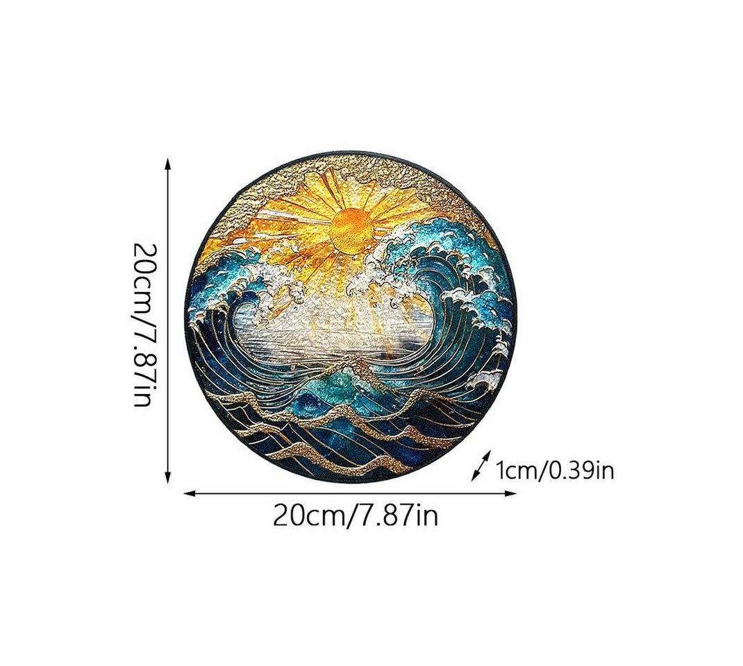BlingBin Fensterdekoration Farbenfroher handbemalter Glas-Sonnenfänger mit Wellenmotiv 20 cm, Dekorativer Fenster und Wandanhänger für Innen- und Außenbereich – Bild 4 von 5