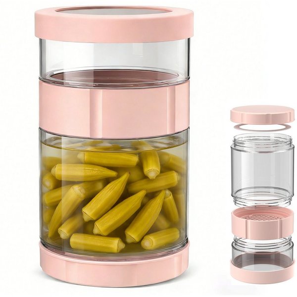 BlingBin Fermentationsglas Weithals Einmachglas mit Klappsieb & Silikondeckel, Glas, Silikon, ABS, (1 Stück, 1-tlg., 19,8 × 11 × 11 cm, Fassungsvermögen: 1500 m